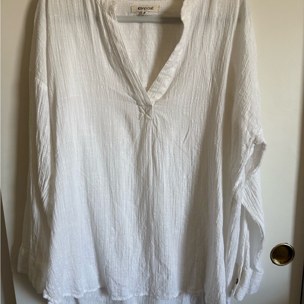 Rip Curl White Ribbed Long Sleeve Cover up